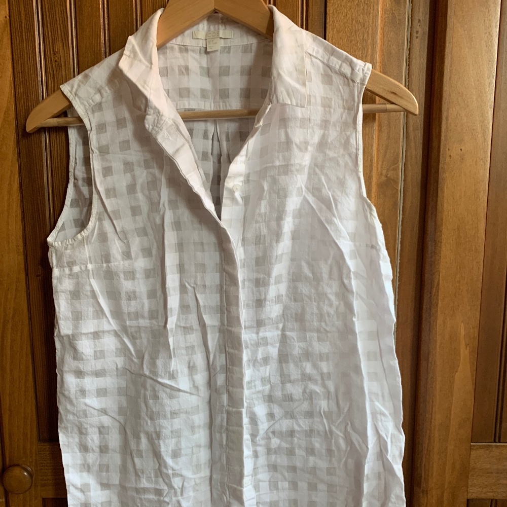 WHITE COS CHECKERED BLOUSE SZ 8